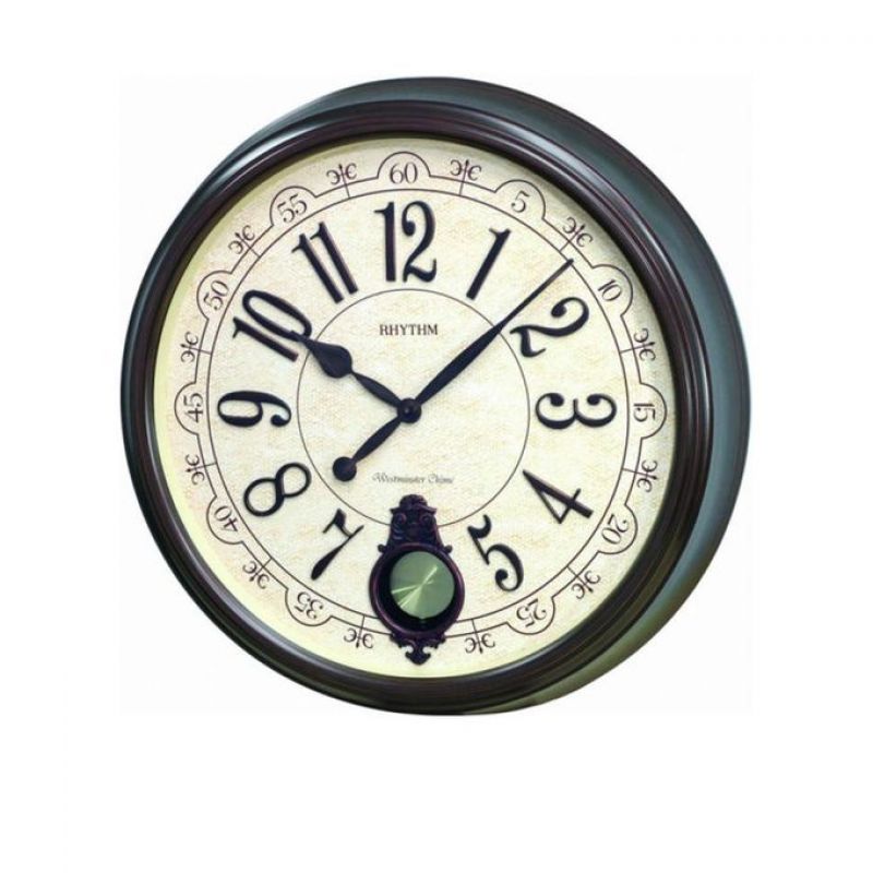  Rhythm Japan (Sound In Place) Wall Clock -Japan- Brown